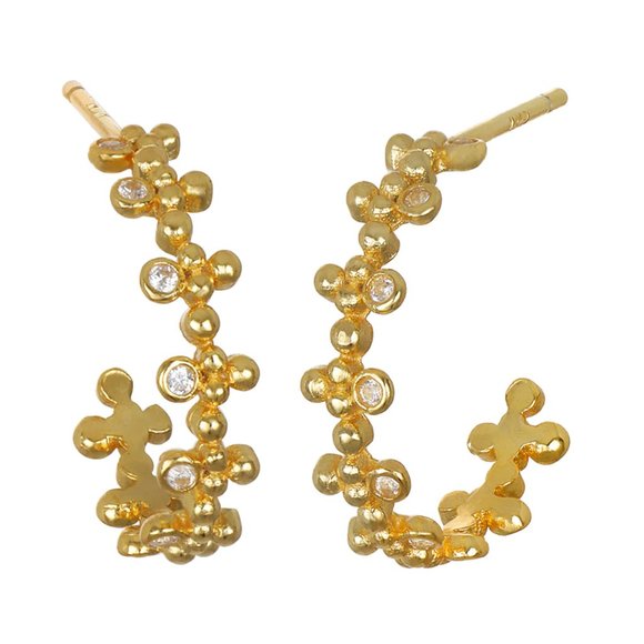 Ornate Dot CZ Hoops 17mm - Picture 1 of 4